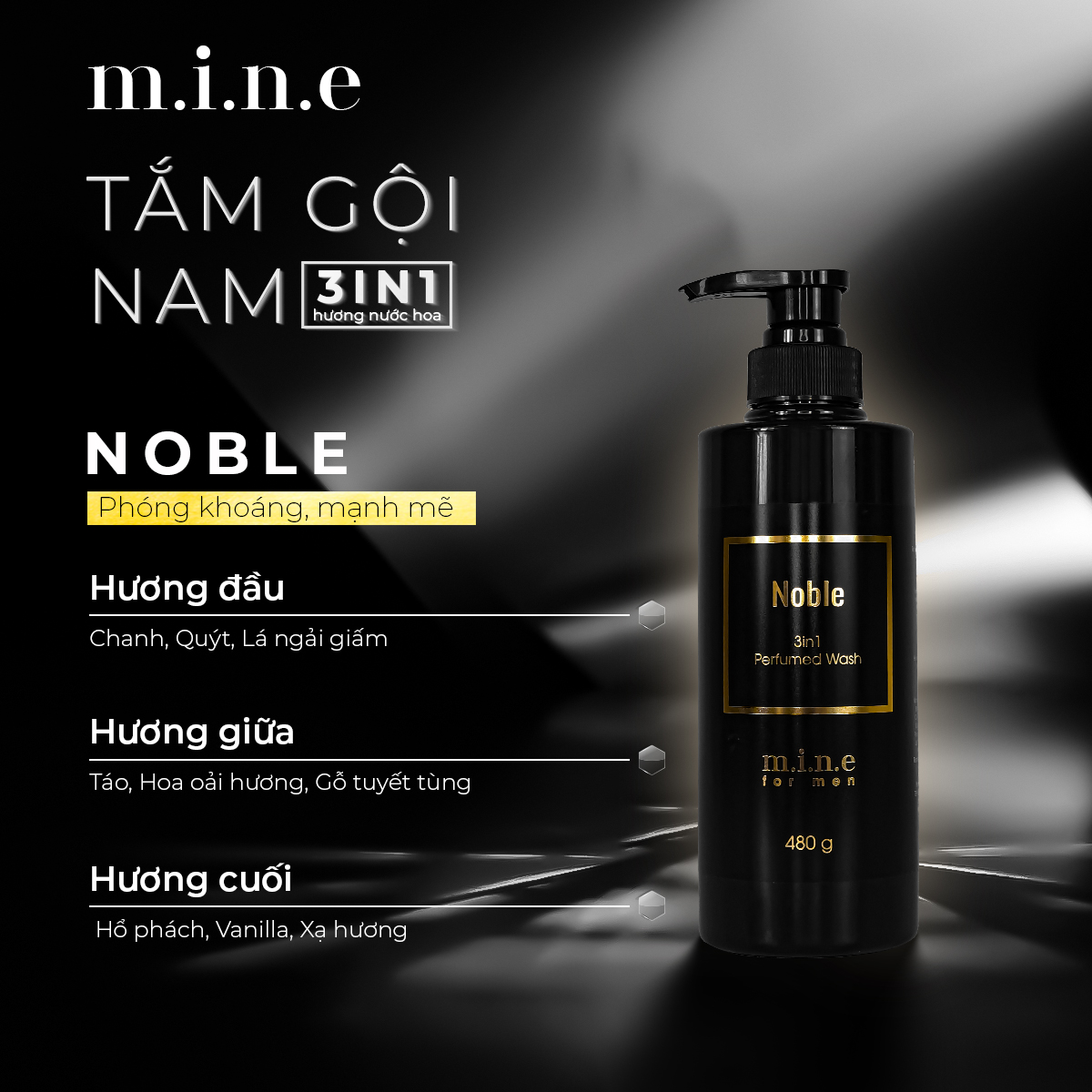 Tắm gội 3 in 1 Hương Nước Hoa Mine - Noble