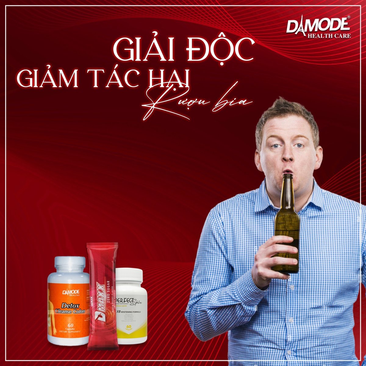 Giải Độc, Giảm Tác Hại Rượu Bia (Detox+ X8+ Dmaxx đỏ)