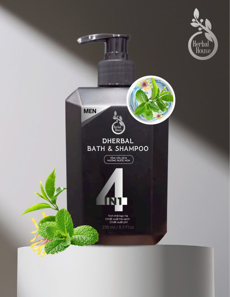 DHERBAL 4IN1 - THẢO DƯỢC TẮM, GỘI, XẢ, NƯỚC HOA CHO NAM