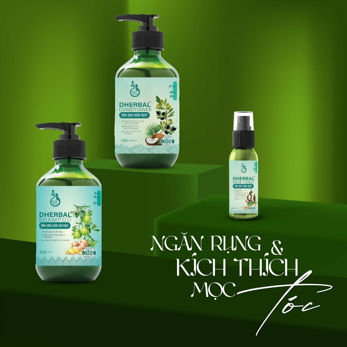 Combo Ngăn Rụng và Cải Thiện Mọc Tóc DHerBal