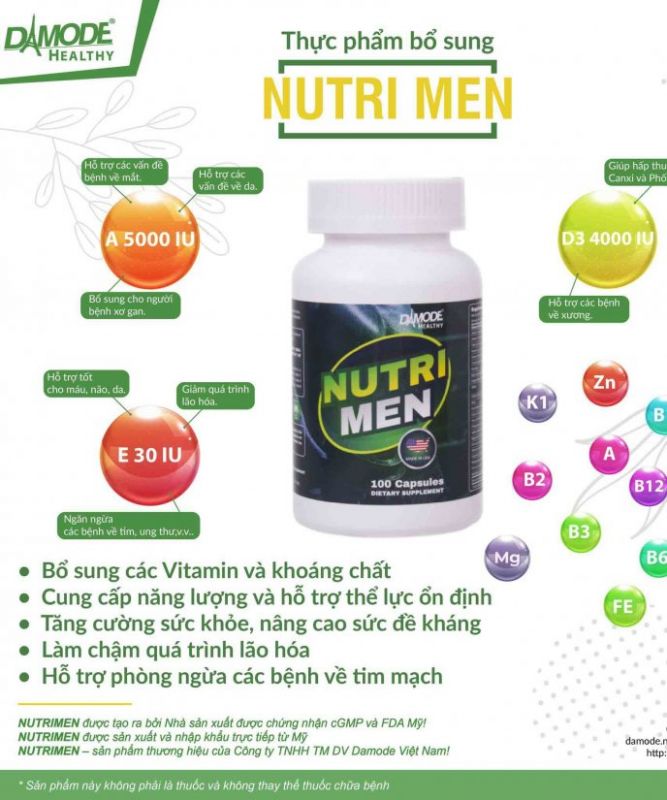 NutriMen - Vitamin, Khoáng chất, Tăng Sức Đề Kháng cho Nam