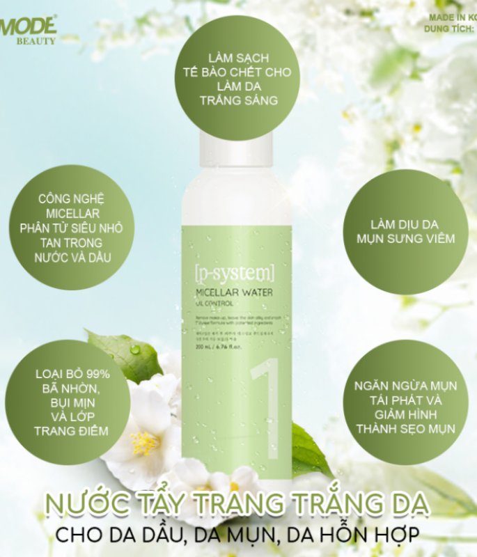 Micellar Oil Control - Tẩy trang Da dầu, mụn, hỗn hợp